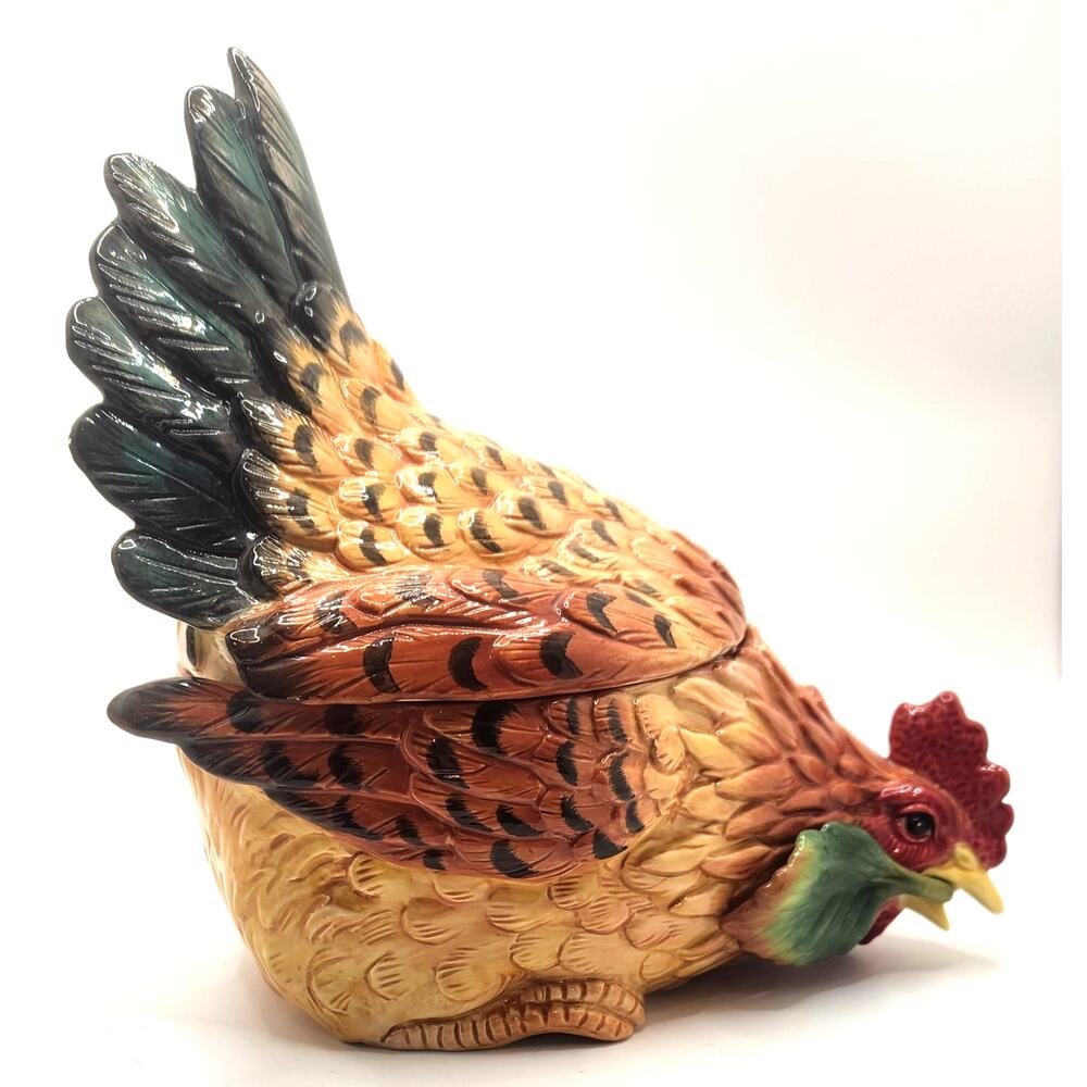 Fitz & Floyd Classics Hen Chicken Cookie Jar Handcrafted China 10" Farmhouse